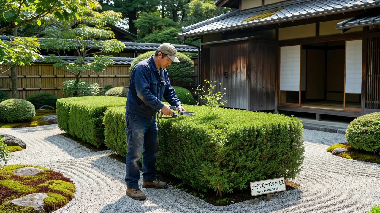 生垣の剪定作業